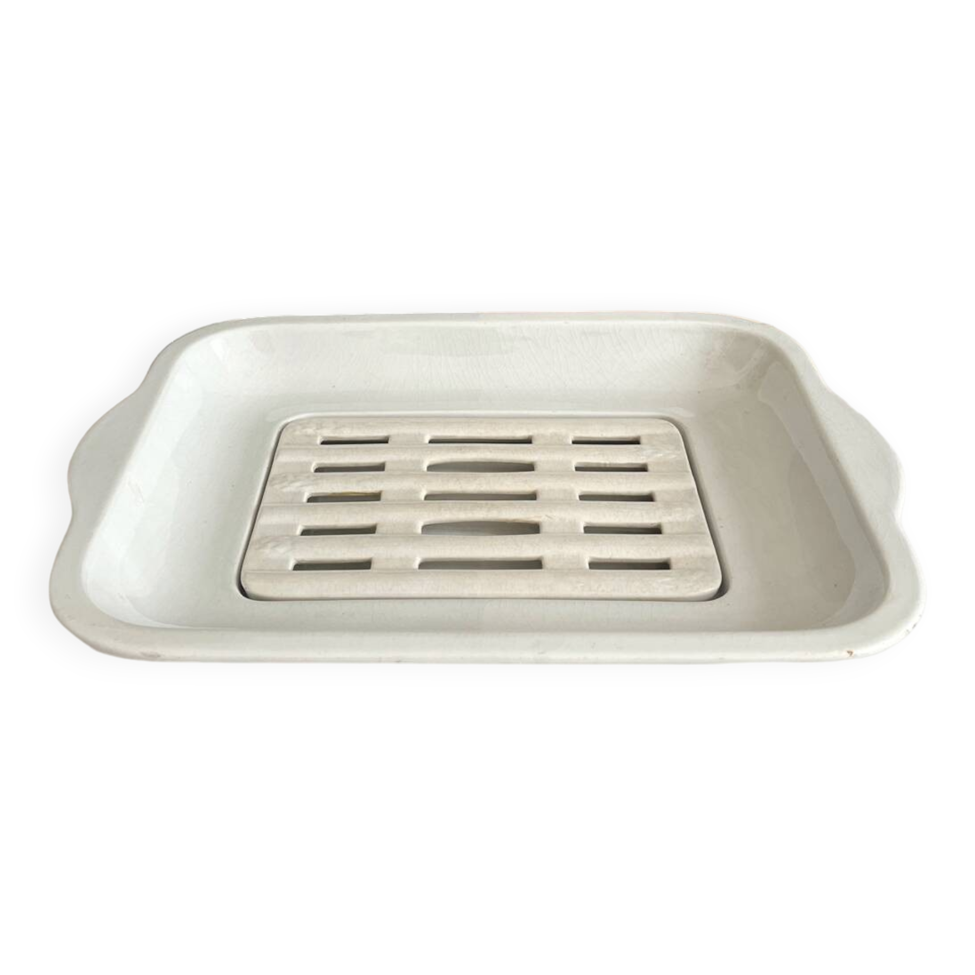 19th century Lunéville opaque ironstone earthenware asparagus dish