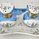 Double antique inkwells in hand-painted porcelain, nineteenth century