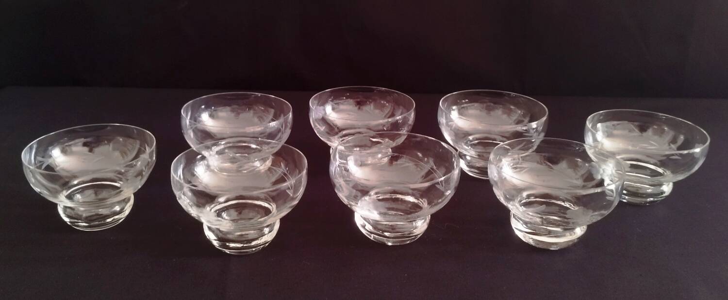 Vintage Engraved Crystal Champagne Glasses