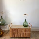 Bench-chest in rattan and bamboo 60s