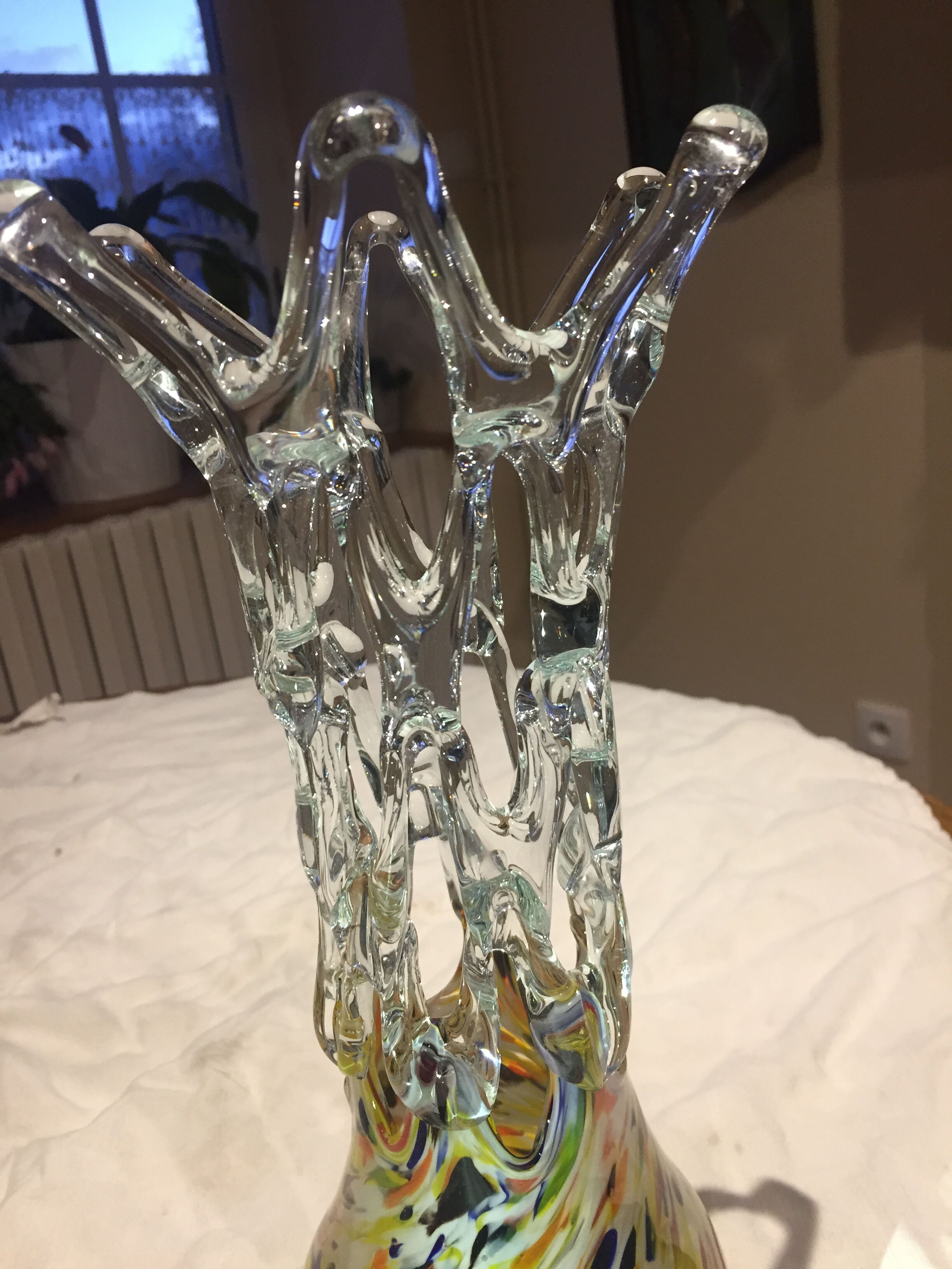 Openwork blown glass vase