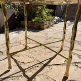 Carved brass coffee table with ginkgo decor