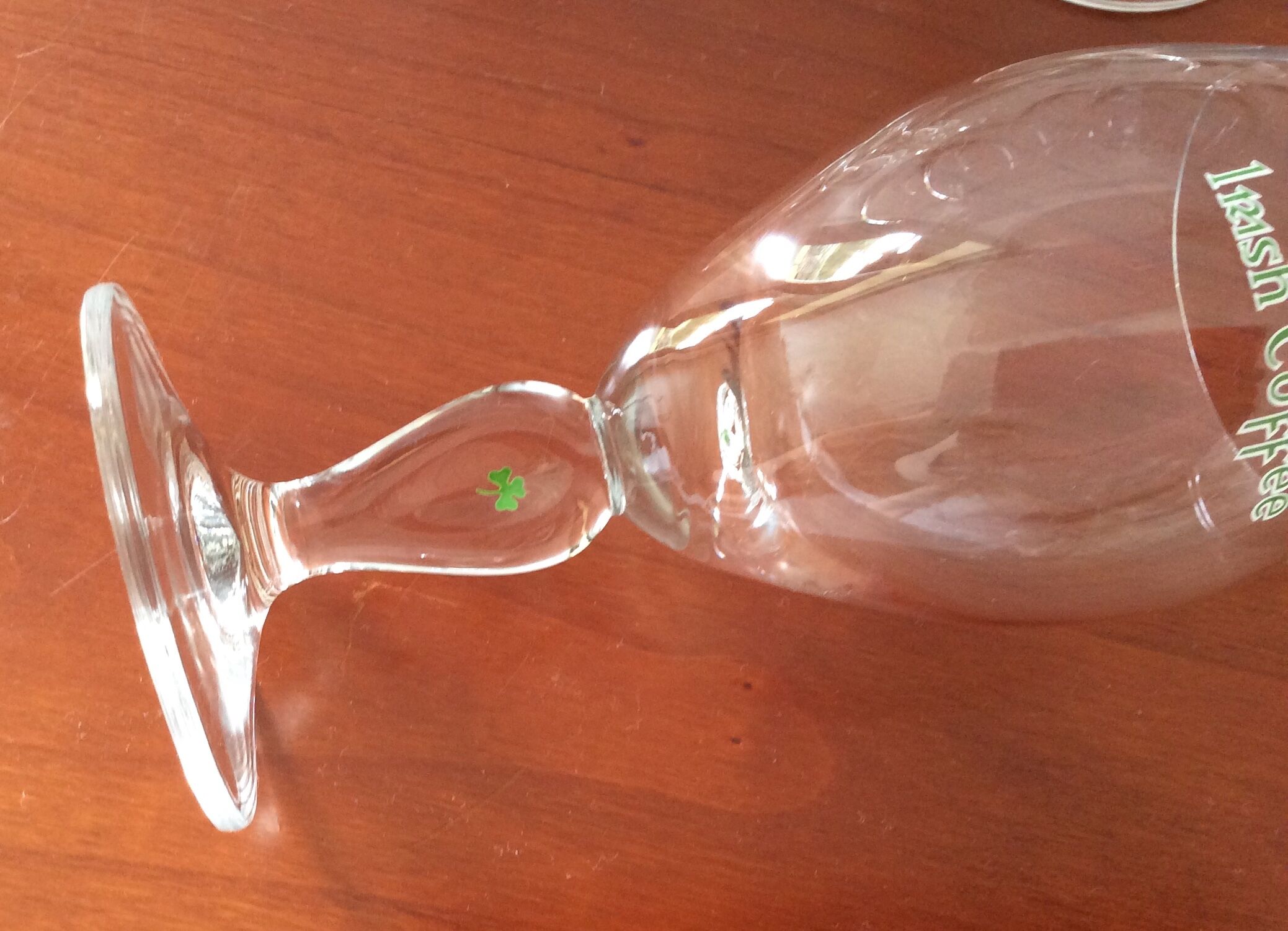 Set of 6 glasses on foot serographed "Irish Coffee"