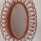 Large vintage rattan mirror