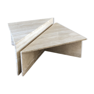 Triangle coffee table travertine up - up vintage 1970 Italy