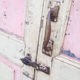 Old polychrome Burmese teak window with interior mirror