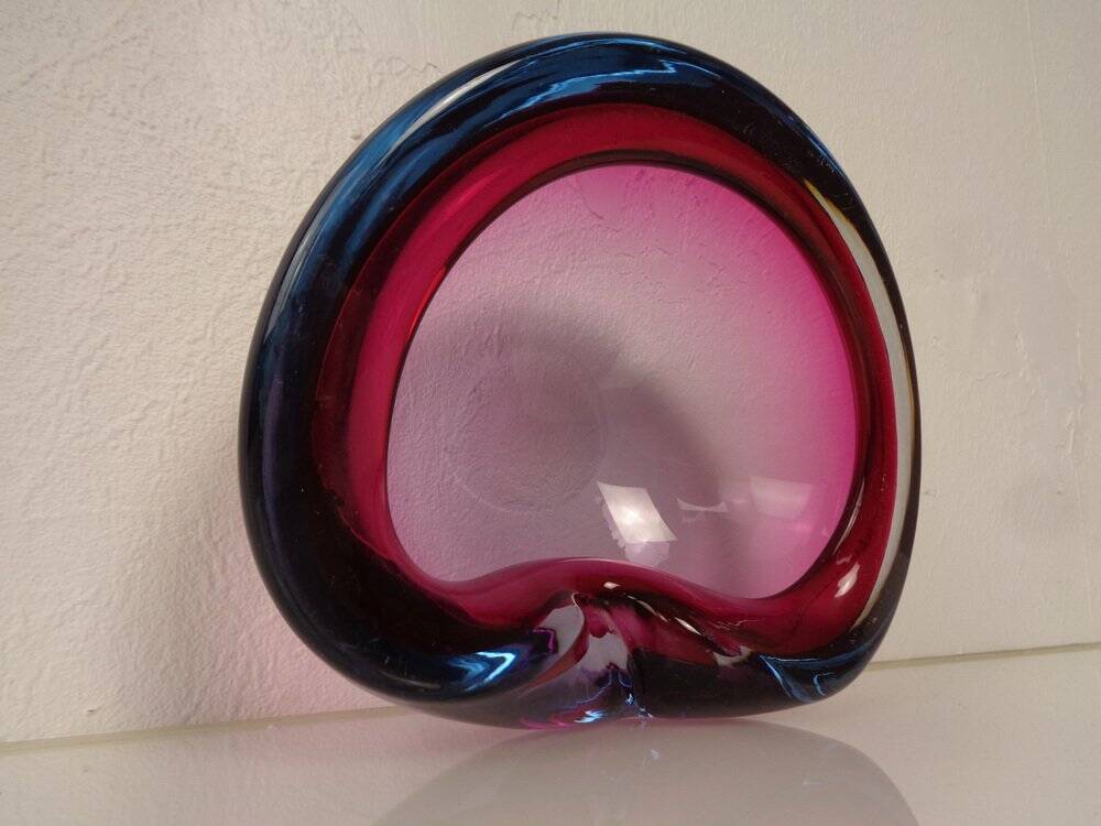 Sommerso Murano Glass Ashtray, Italy, 1960s