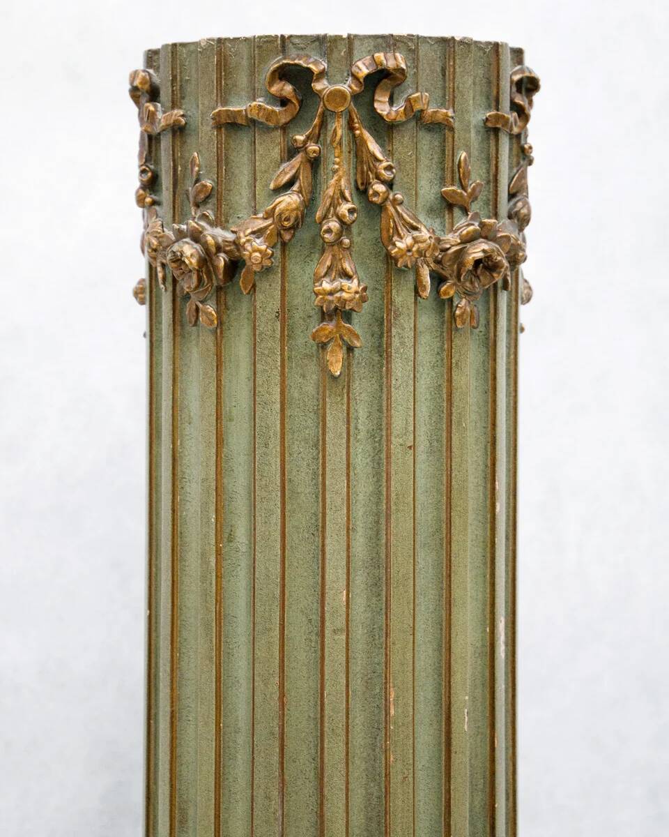 Olive green Louis XVI style pedestal column