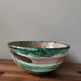 Large vintage enamelled bowl or salad bowl, rustic style