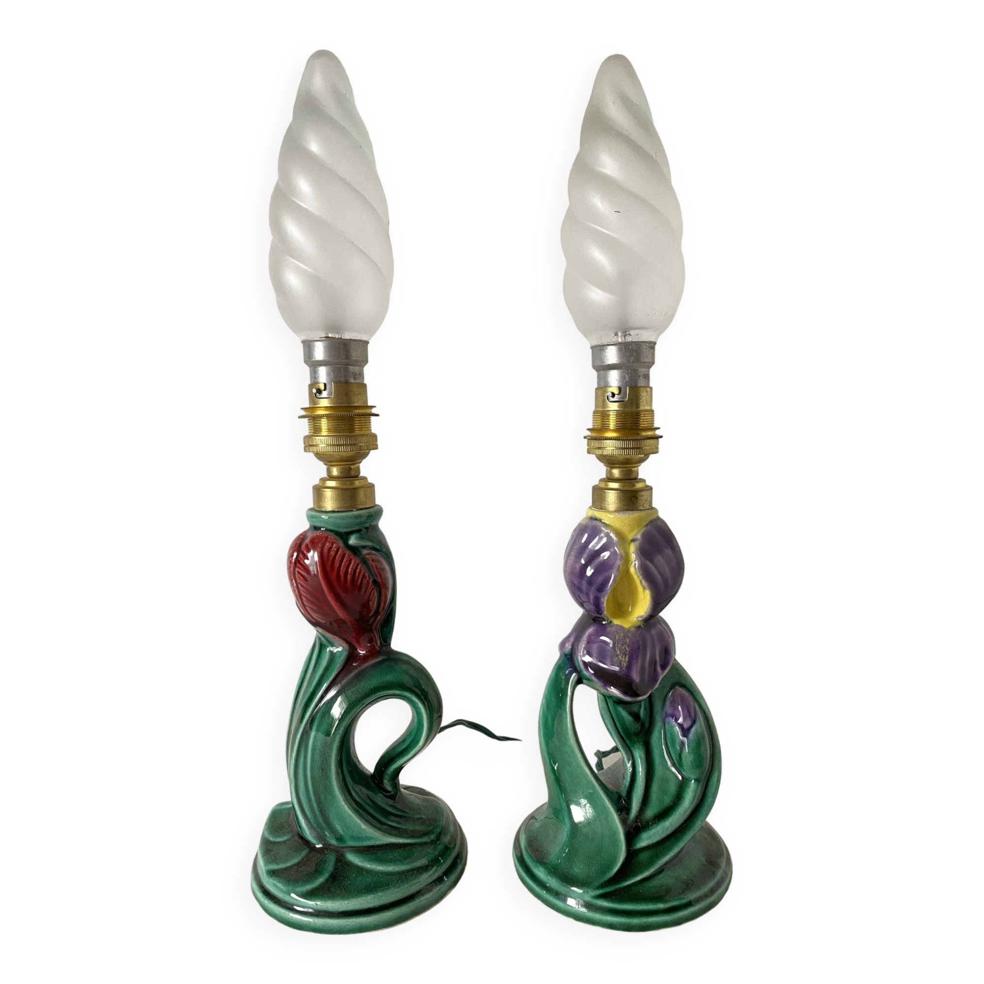 Pair of flower slip lamps