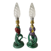 Pair of flower slip lamps