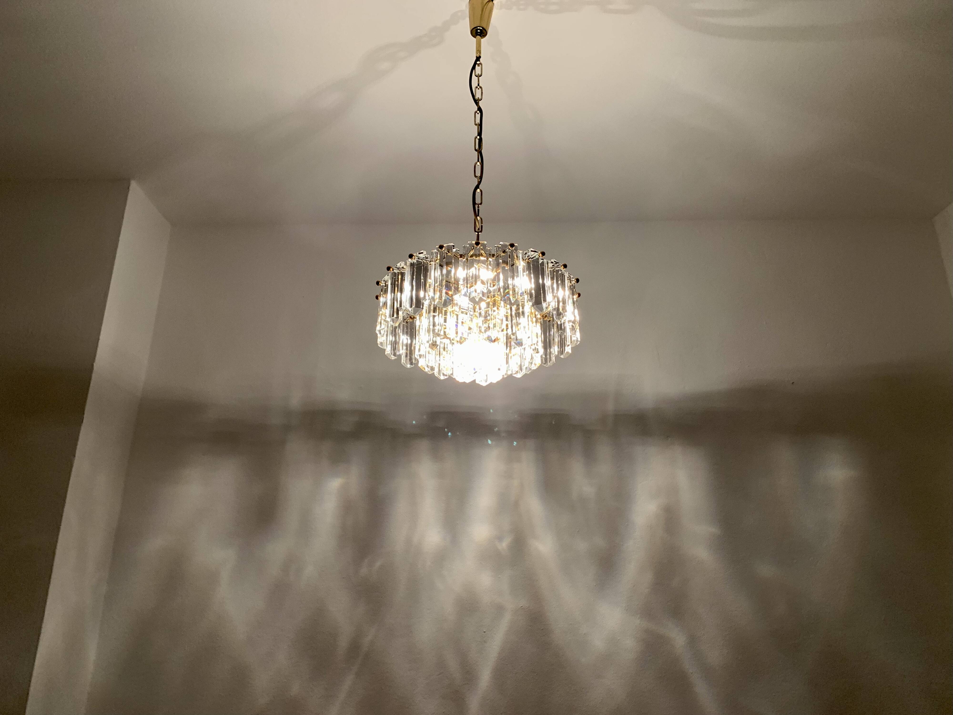 1 of 2 Crystal Glass Chandelier by J.T. Kalmar