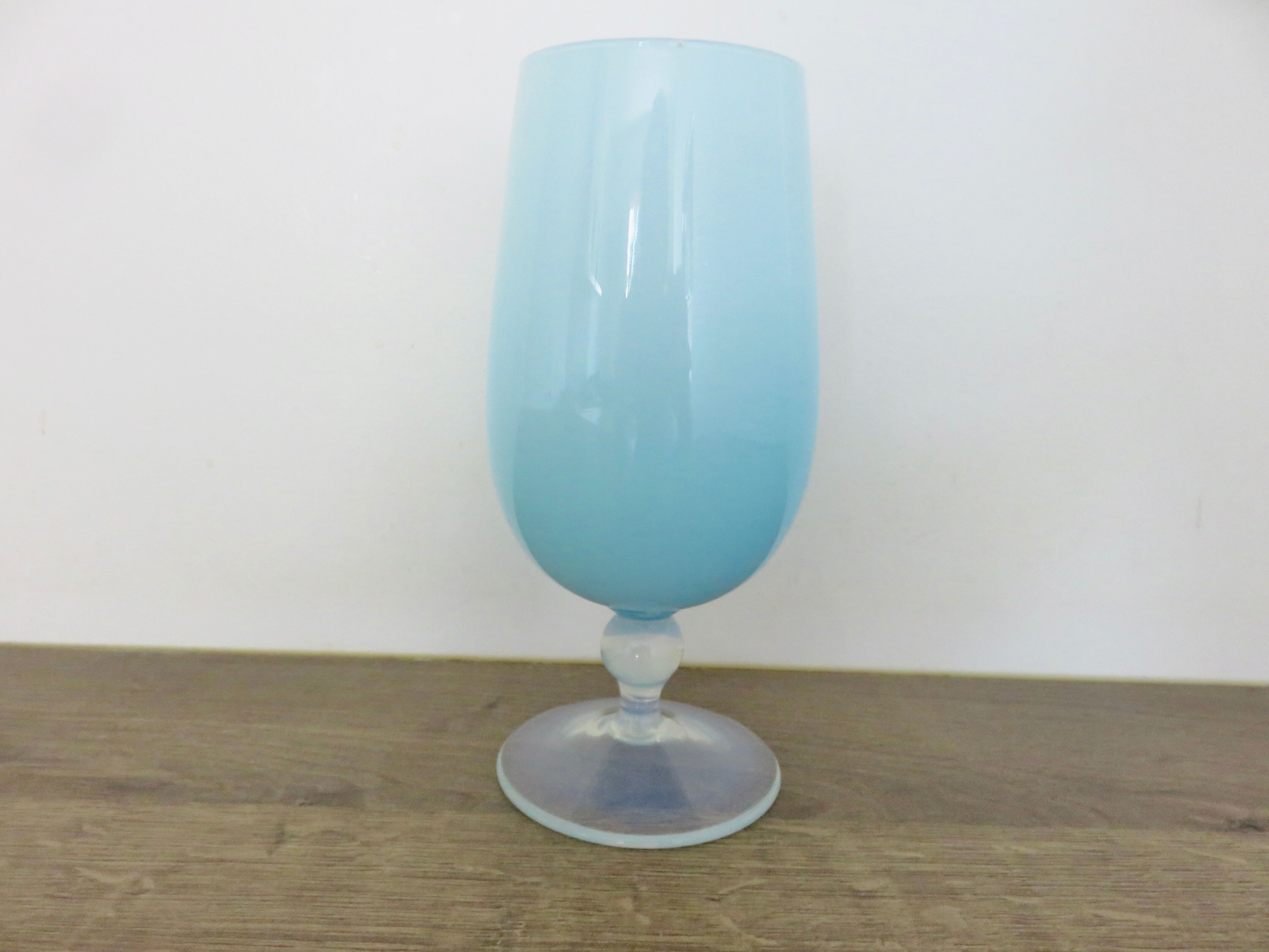 Pale blue opaline vase, opalescent glass, 1960s 70s
