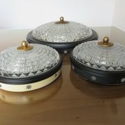 Wall lamp " starred " 2 fires, diamond glass and brass years 50 60