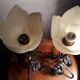 Duo de lampes fer forge et tulipe 1920/30