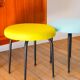 Black iron stool and boiled wool, green, 1960