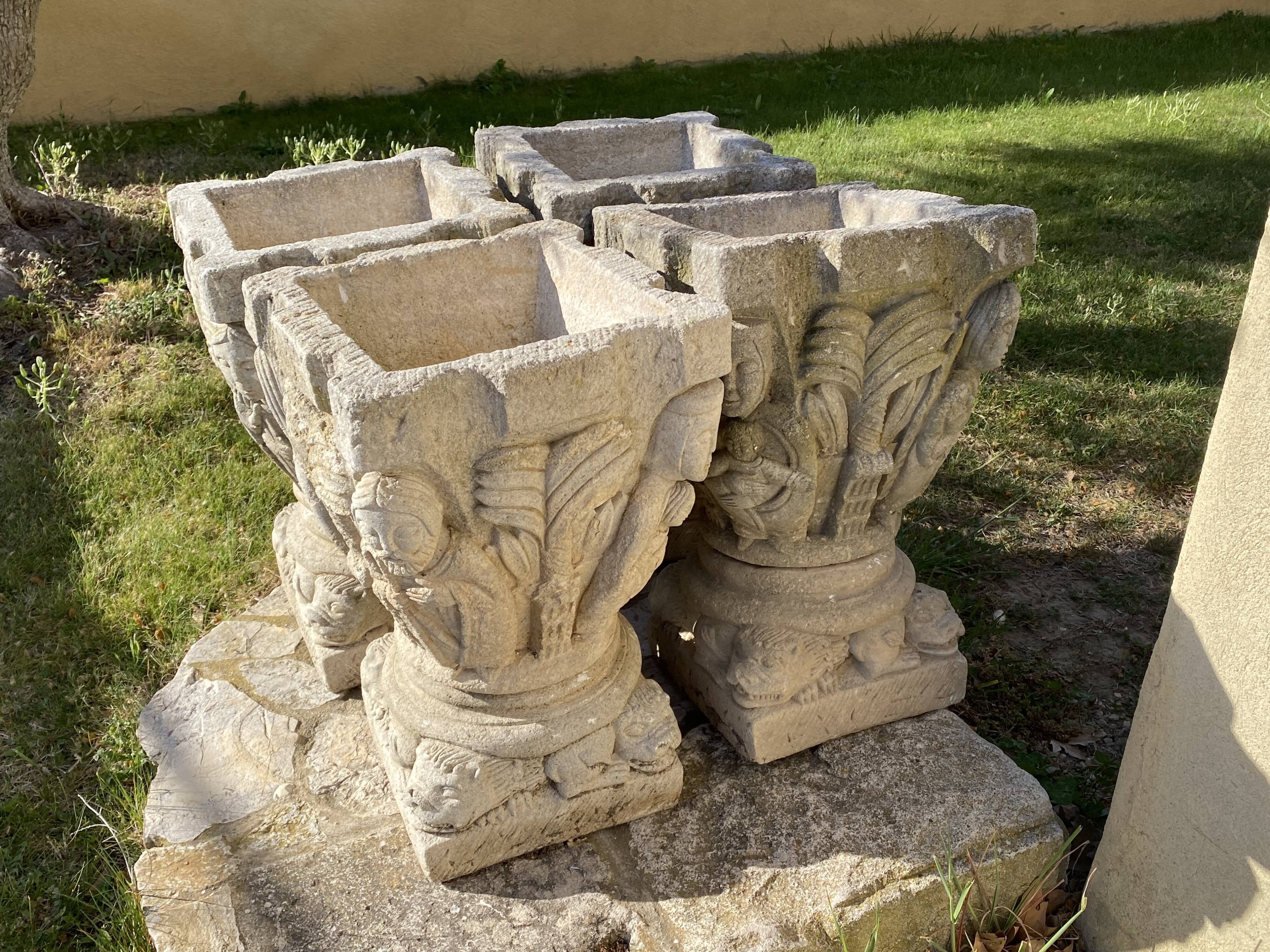 Pair of stone planters, 1930, 60x30cm