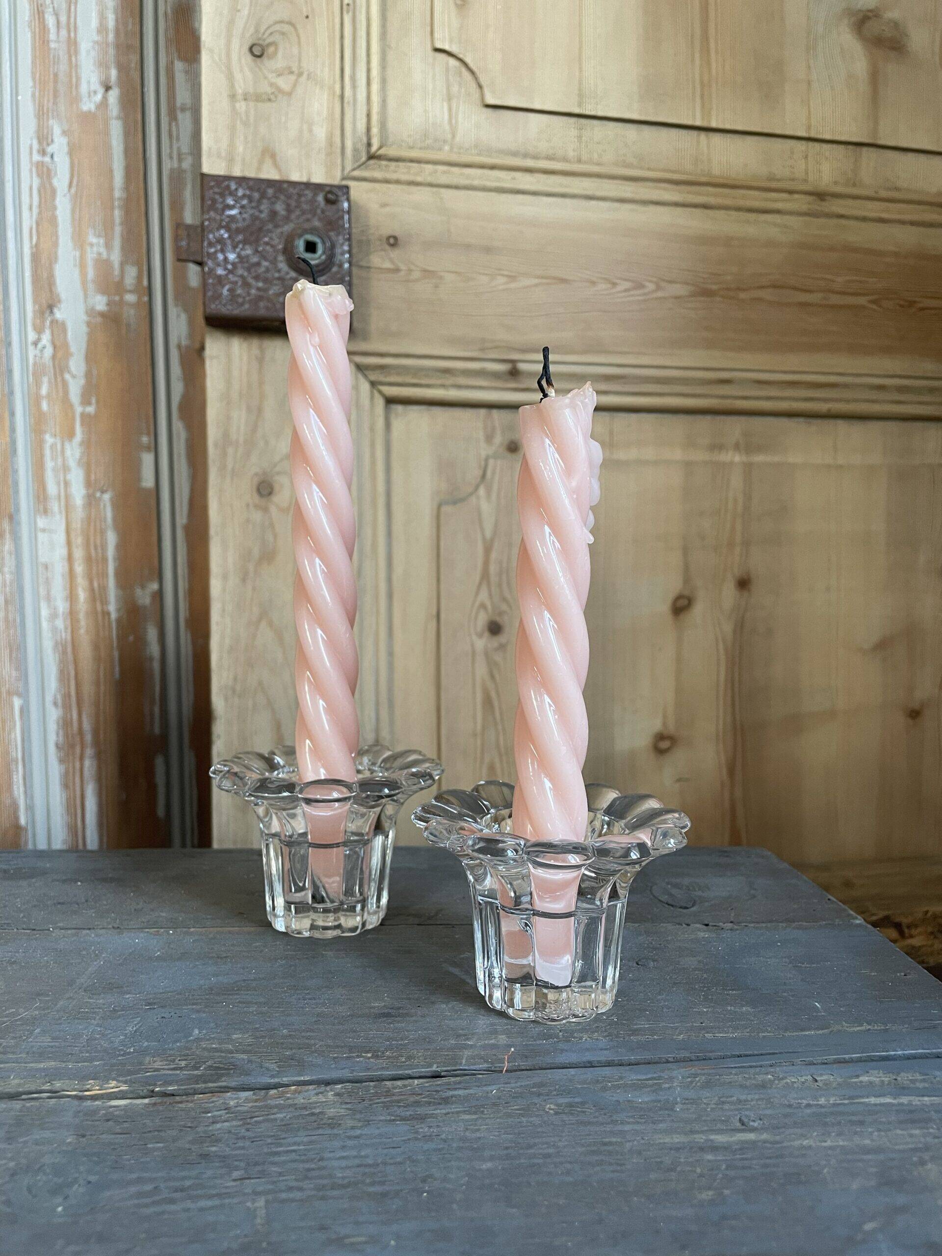 Pair of Italian glass candlesticks