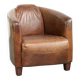 Fauteuil aviateur en cuir de vachette de couleur cognac