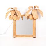 Miroir lumineux en rotin 100x80cm