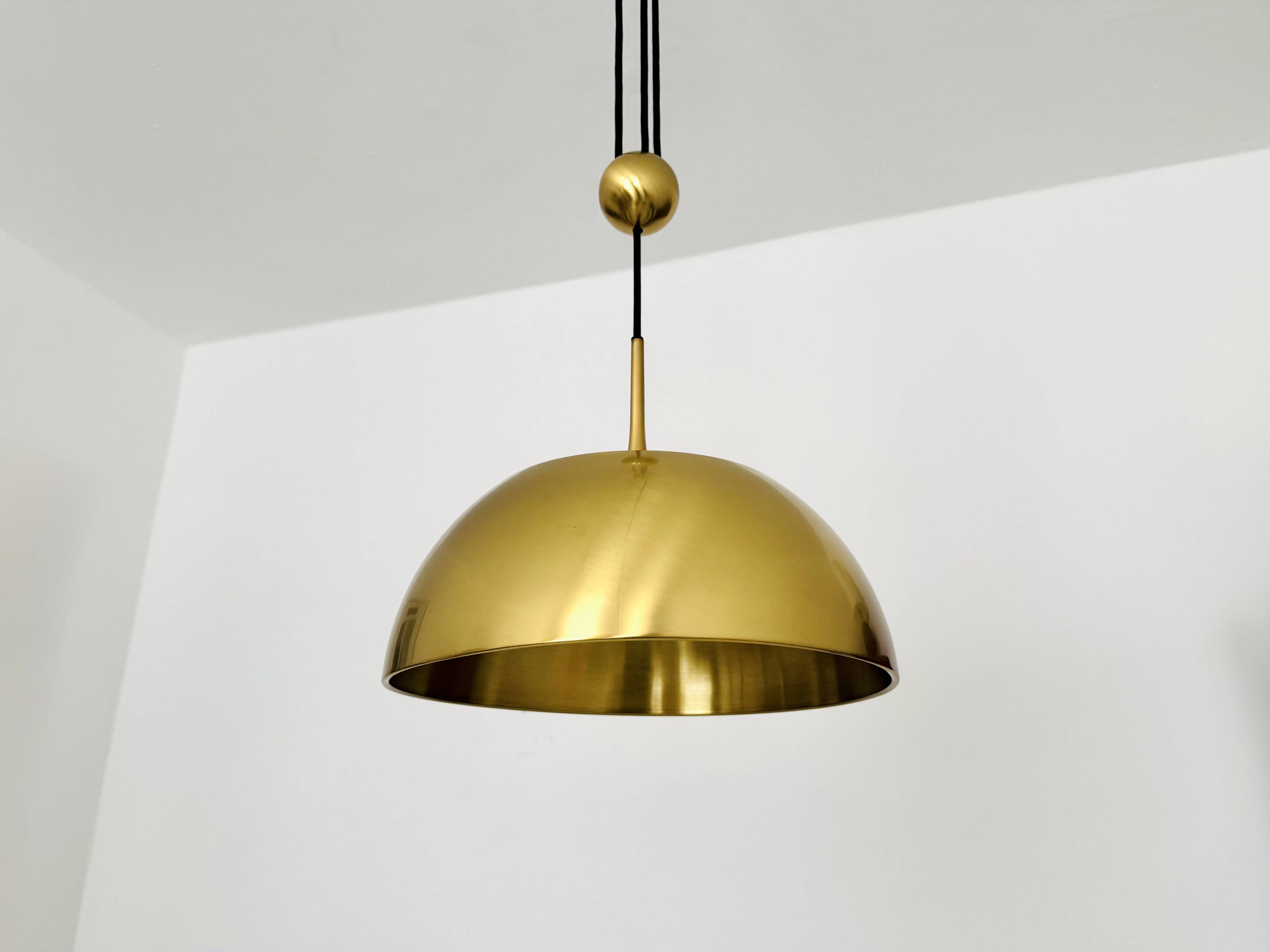 Breathtaking Brass Pendant Lamp with Counterweight by Florian Schulz