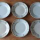 Mismatched set of 6 iron earth dessert plates in green tones
