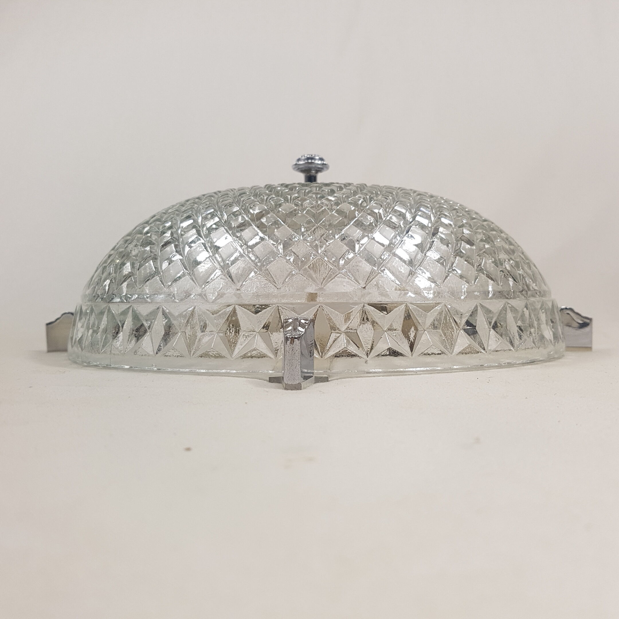 Glass and chrome ceiling light