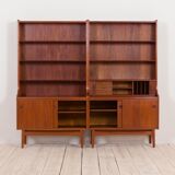Johannes Sorth Nexo two sections bookcase with a secretaire in teak, Danish, 60s