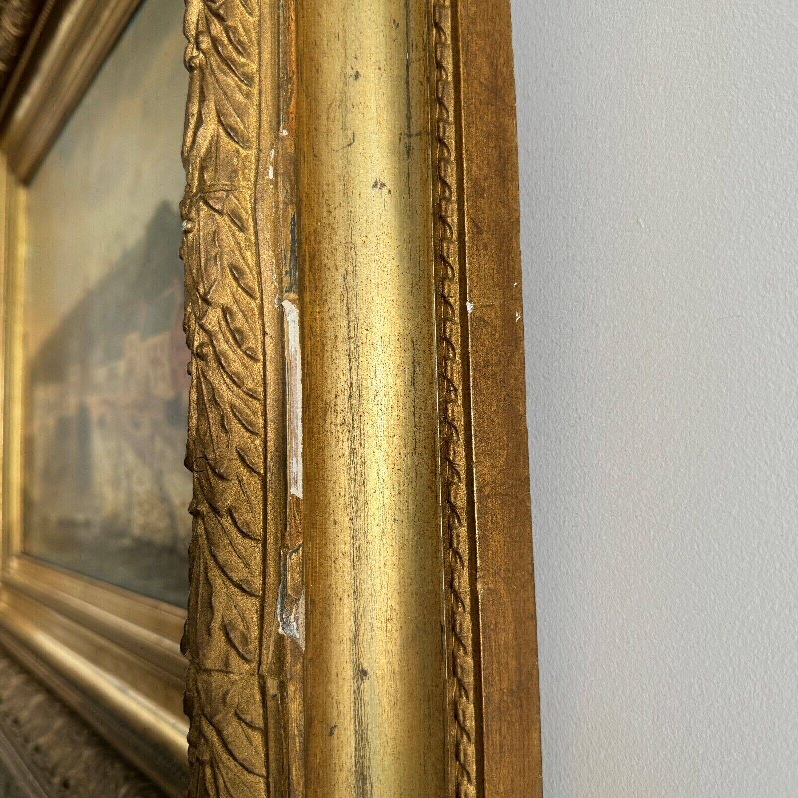 Oil on canvas by F. Lemoine the port of Nantes late 19th century stucco frame