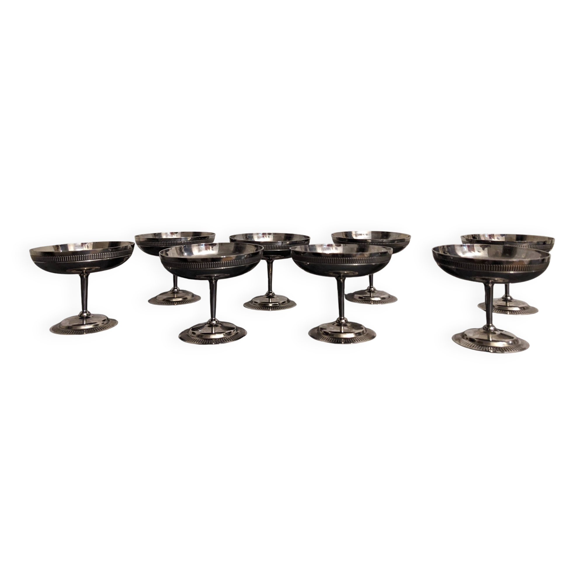 Set of 8 silver metal cups