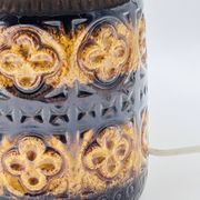 Lampe vintage en céramique relief et abat-jour laine