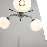 Space Age Italian Chrome and Opaline Chandelier, 1970s