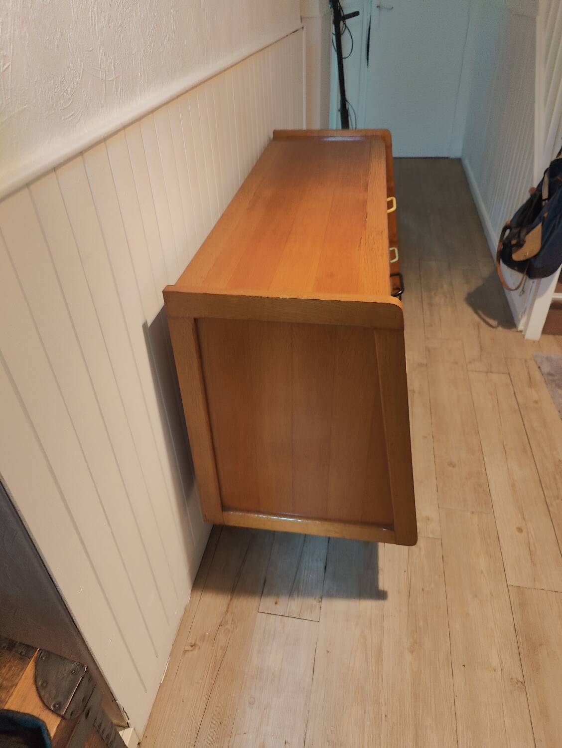 Vintage 1950 oak chest of drawers with pyramidal drawers