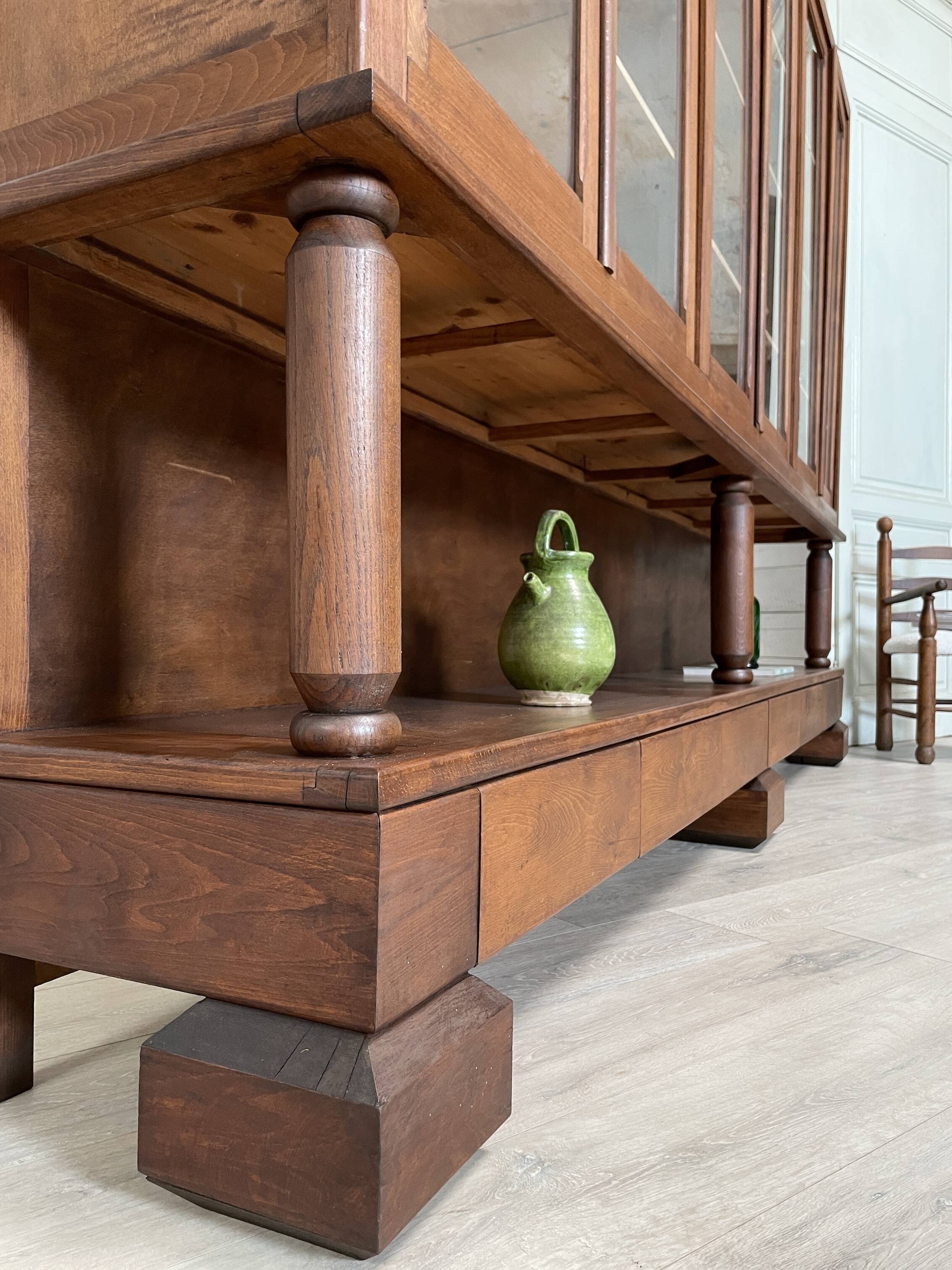 Solid wood display cabinet.