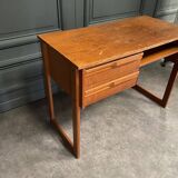 Petit bureau scandinave 1960 deux tiroirs un plateau