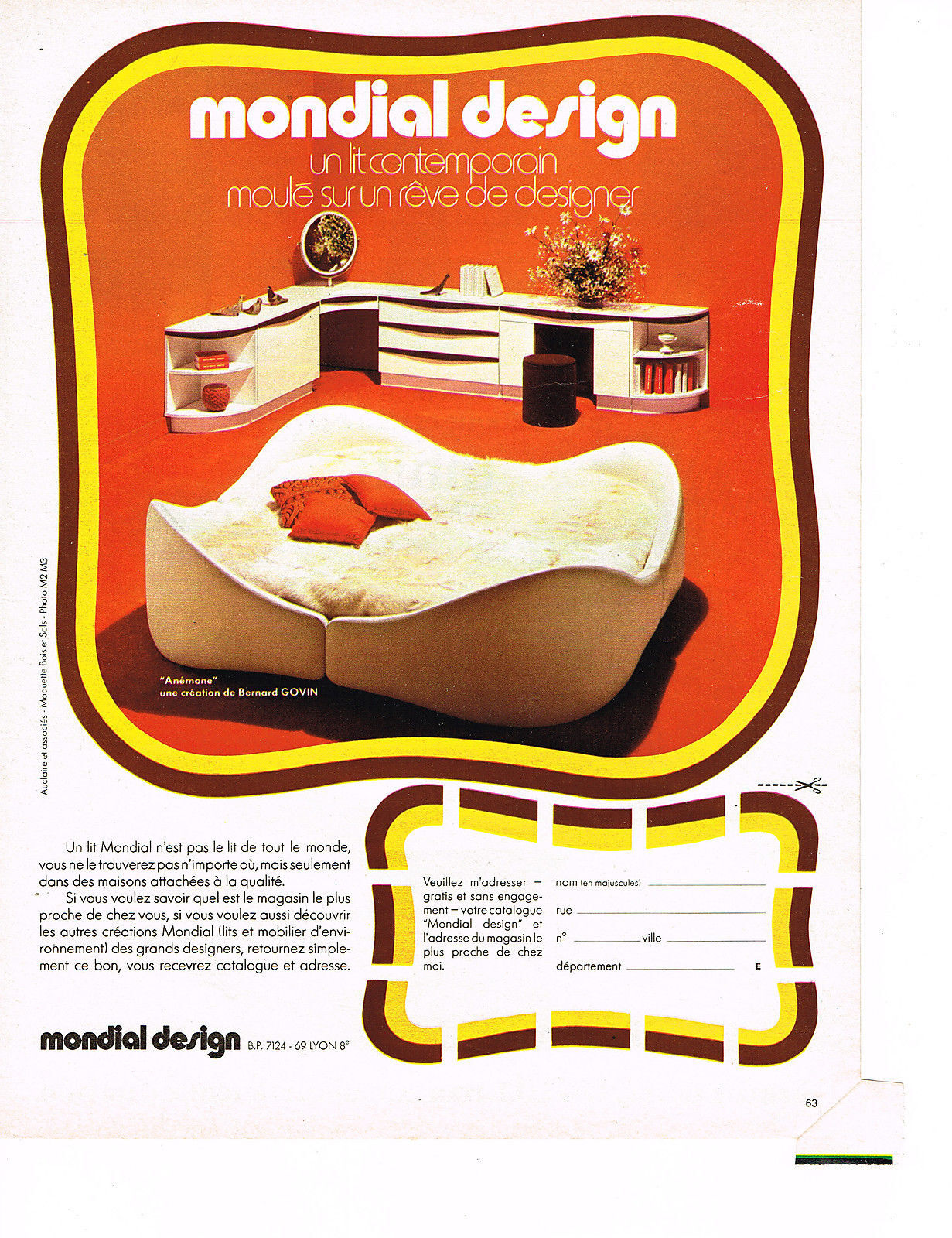 Lit anémone Govin Bernard vintage 200cm