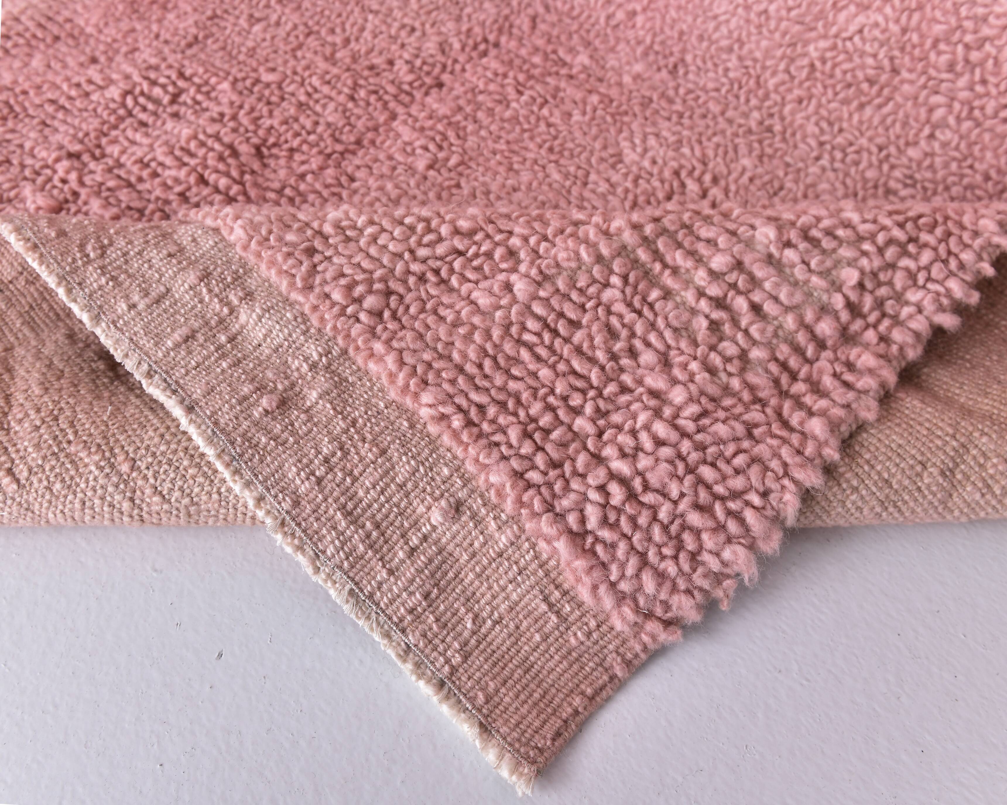6x9 Soft Pink Handmade Wool Vintage Rug 197x287Cm SK 241959