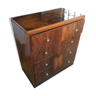 Commode art deco en loupe de noyer