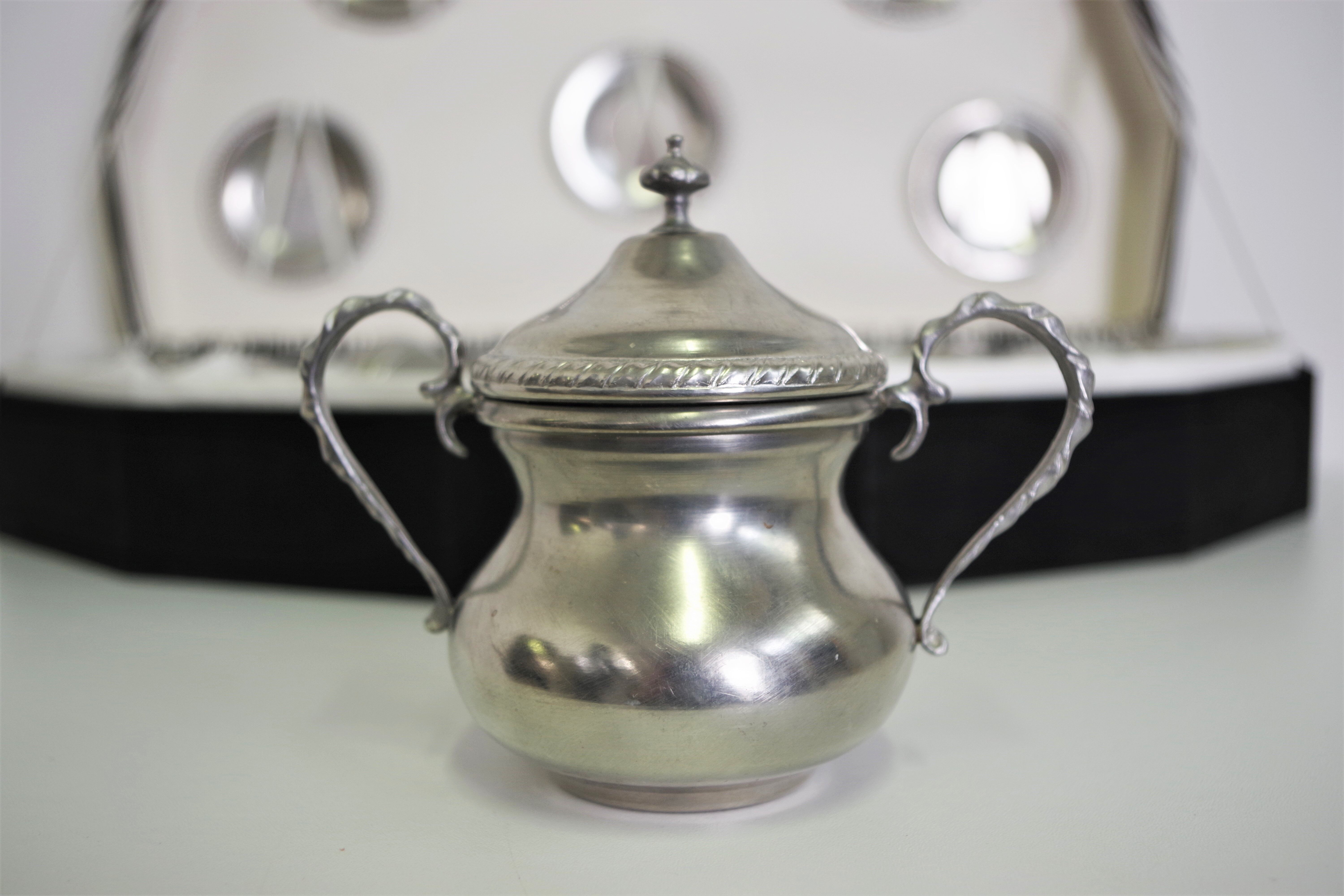 Silver and tin coffee set, 1970s, set of 25