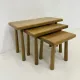 Set of nesting tables solid oak wood brutalist, 1970s