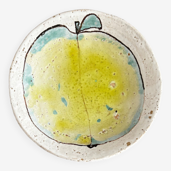 Green apple glazed stoneware plate