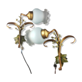 Pair of gilded metal thrush sconces