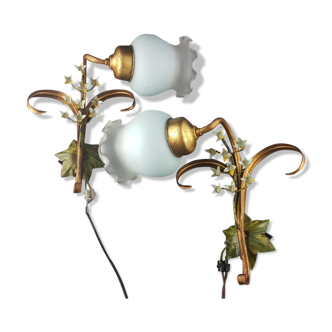 Pair of gilded metal thrush sconces