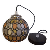 Globe suspension with stained glass effect, superb play of light