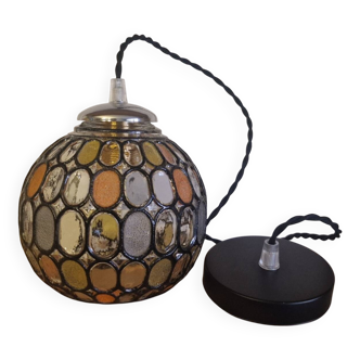 Globe suspension with stained glass effect, superb play of light