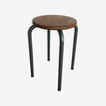 Vintage metal and wood industrial stool