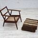 1970s, Danish armchair, teak wood, furniture wool fabric.
