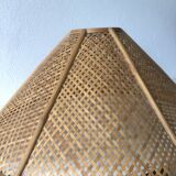 Large pendant light / lampshade in woven blond wicker