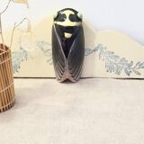Vintage hand-painted earthenware wall cicada – Provençal retro decor