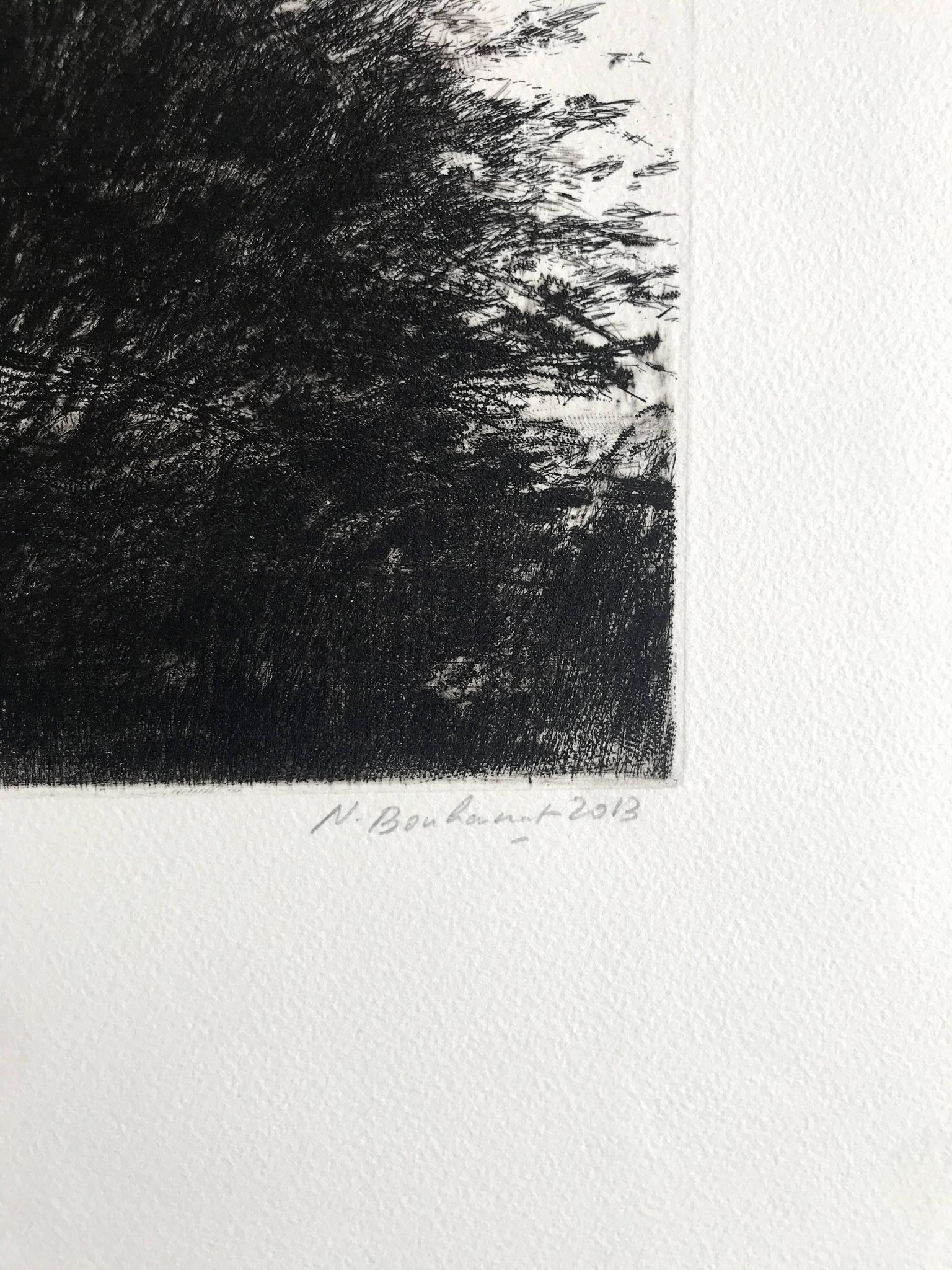 Nicole Bouharmont, tempête, 2013, pointe sèche originale signée